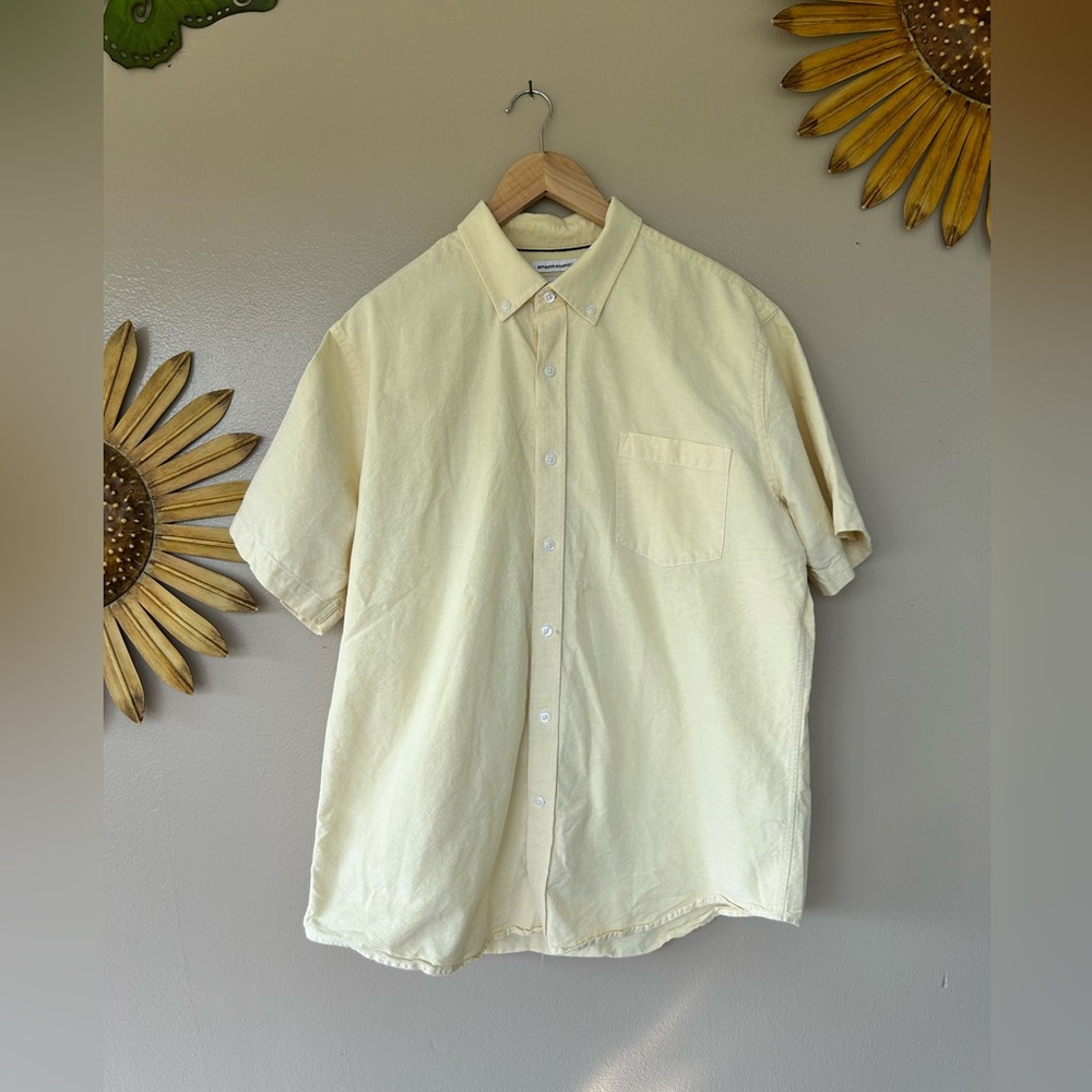 Amazon Essentials Easy Care Button Down Shirt XL Mens Color Yellow Cotton